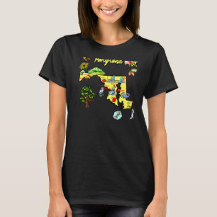Camiseta Mapa del estado de Maryland con las principales ci