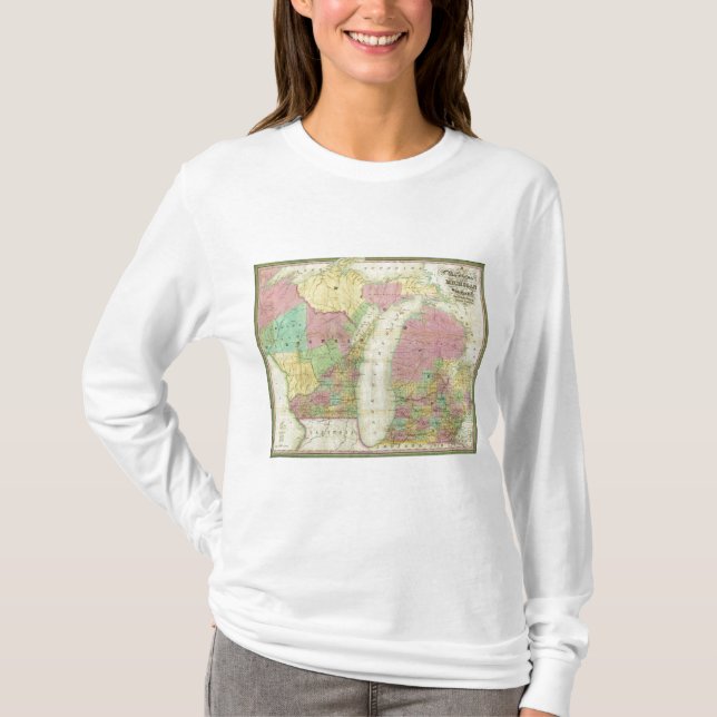 Camiseta Mapa del estado de Michigan (Anverso)