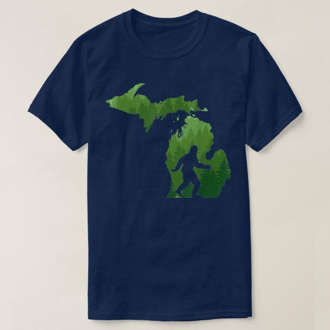 Camiseta Mapa del estado de Michigan Bigfoot Funny Sasquatc (Diseño del anverso)