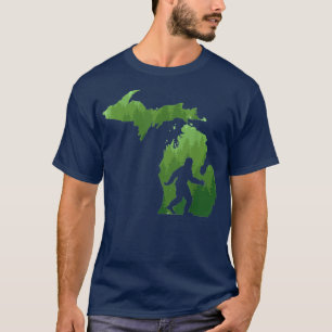 Camiseta Mapa del estado de Michigan Bigfoot Funny Sasquatc