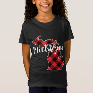 Camiseta Mapa del estado de Michigan Navidades de la placa 