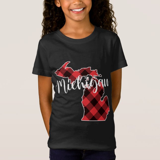 Camiseta Mapa del estado de Michigan Navidades de la placa  (Anverso)