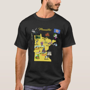 Camiseta Mapa del estado de Minnesota con las principales c
