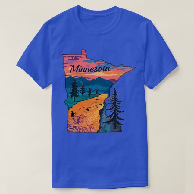 Camiseta Mapa del estado de Minnesota de peces de época MN  (Diseño del anverso)