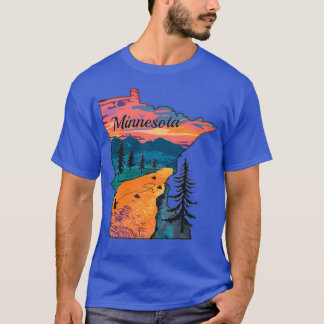 Camiseta Mapa del estado de Minnesota de peces de época MN