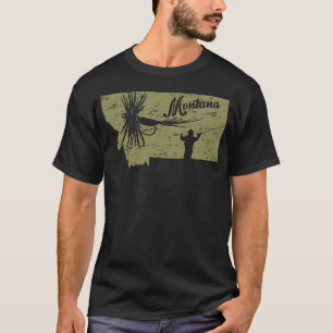 Camiseta Mapa del estado de Montana de peces de época MT P