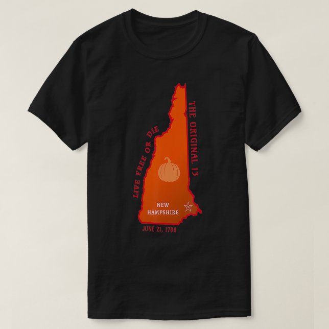Camiseta Mapa del estado de New Hampshire con símbolo del e (Diseño del anverso)