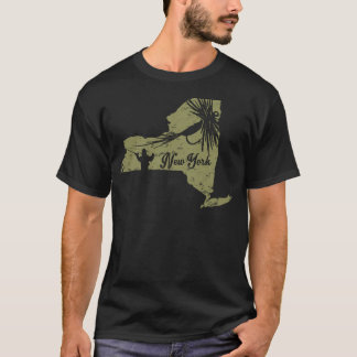Camiseta Mapa del estado de Nueva York de peces de época NY