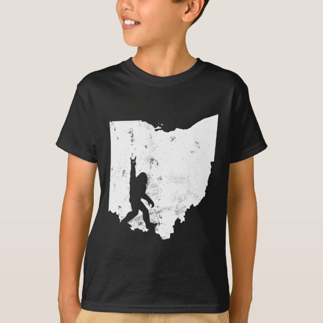 Camiseta Mapa del estado de Ohio a pie de página Sasquatch  (Anverso)