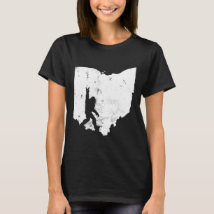Camiseta Mapa del estado de Ohio a pie de página Sasquatch