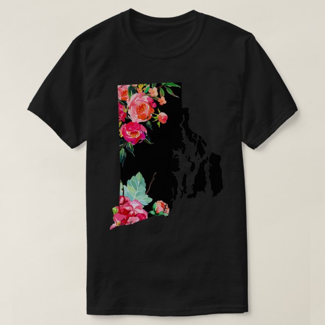 Camiseta Mapa del estado de Rhode Island Orgullo de Casa Fl (Diseño del anverso)