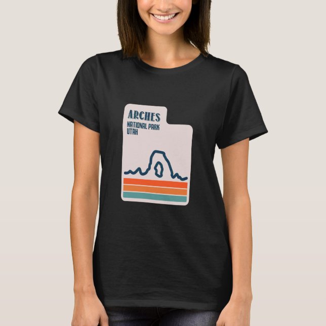 Camiseta Mapa del estado de Utah con Delicate Arch Arches N (Anverso)