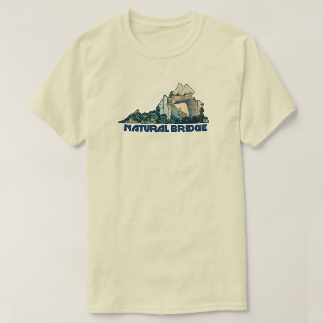 Camiseta Mapa del estado de Virginia Natural Bridge (Diseño del anverso)