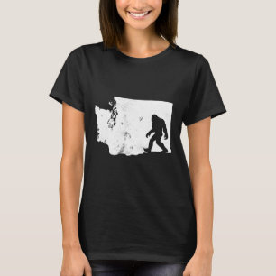 Camiseta Mapa del Estado de Washington de Bigfoot Sasquatch