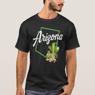 Camiseta Mapa del Estado del Orgullo de Arizona Cactus Vint