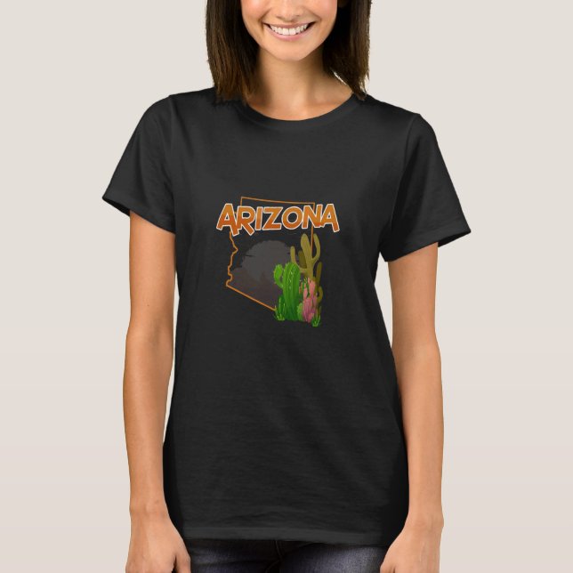 Camiseta Mapa del estado del Orgullo de Arizona Cactus Vint (Anverso)