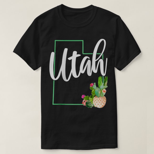 Camiseta Mapa del estado del Orgullo femenino Utah Cactus V (Diseño del anverso)