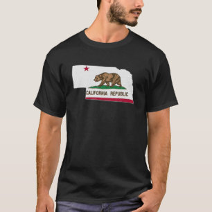 Camiseta MAPA DEL ESTADO NEBRASKA CALIFORNIA CA Bandera Raí