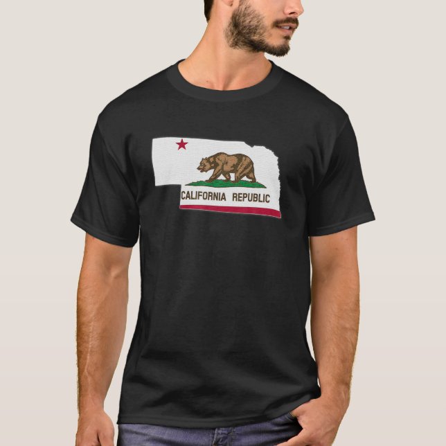 Camiseta MAPA DEL ESTADO NEBRASKA CALIFORNIA CA Bandera Raí (Anverso)