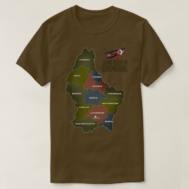 Camiseta mapa del gran ducado de luxemburgo (Diseño del anverso)