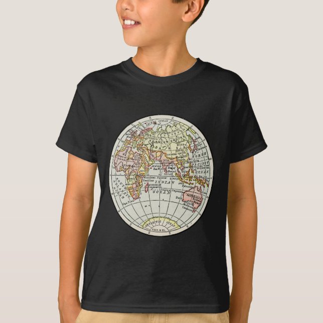 Camiseta Mapa del hemisferio oriental de arte de viaje (Anverso)