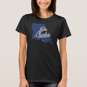 Camiseta Mapa del lago Charles Louisiana LA