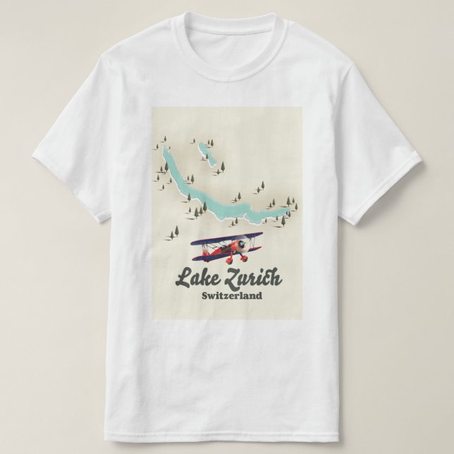 Camiseta mapa del lago de Zúrich Suiza (Diseño del anverso)