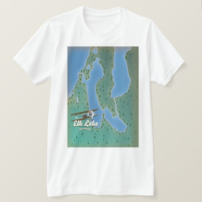 Camiseta Mapa del lago Elk Michigan (Anverso del diseño)