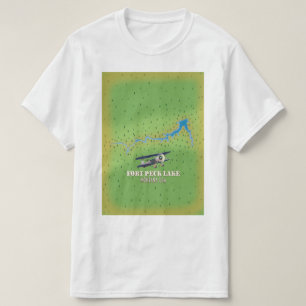 Camiseta Mapa del lago Fort Peck Montana EE. UU.