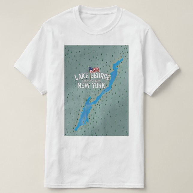 Camiseta Mapa del lago George Nueva York (Diseño del anverso)