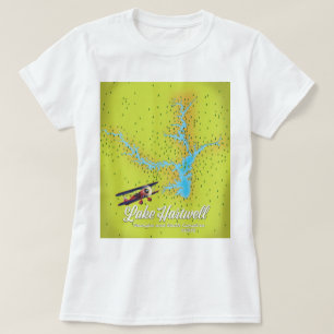 Camiseta mapa del lago Hartwell Georgia y Carolina del Sur