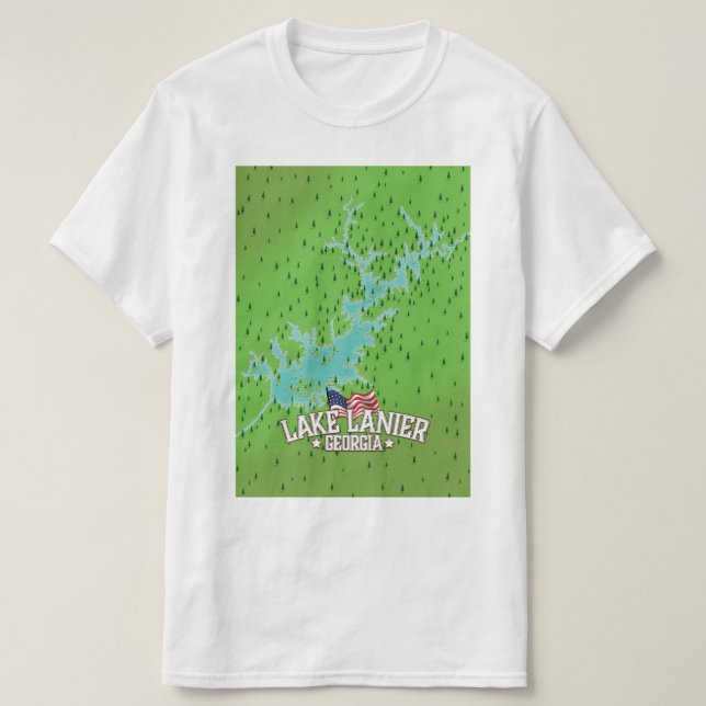 Camiseta Mapa del lago Lanier Georgia (Diseño del anverso)