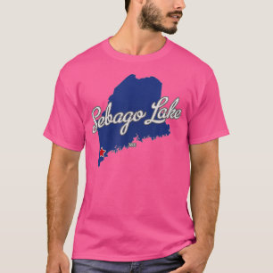 Camiseta Mapa del Lago Maine ME de Sebago