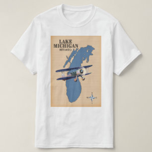 Camiseta Mapa del lago Michigan Norteamérica