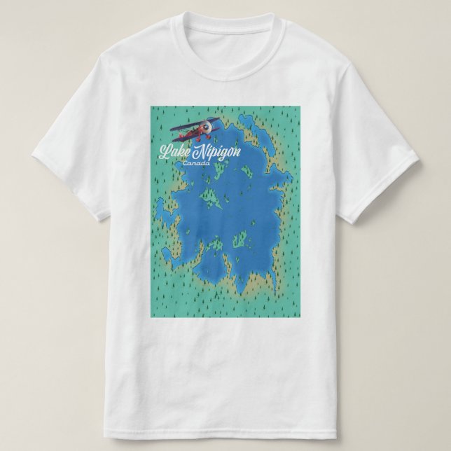Camiseta Mapa del lago Nipigon Canadá (Diseño del anverso)