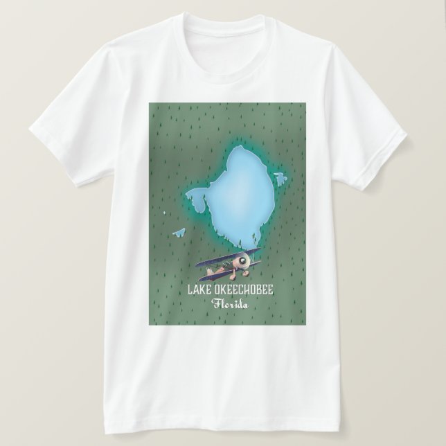 Camiseta Mapa del lago Okeechobee Florida. (Anverso del diseño)