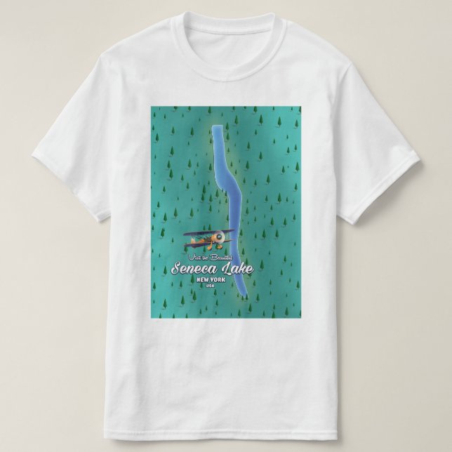 Camiseta Mapa del lago Seneca, NYC (Diseño del anverso)
