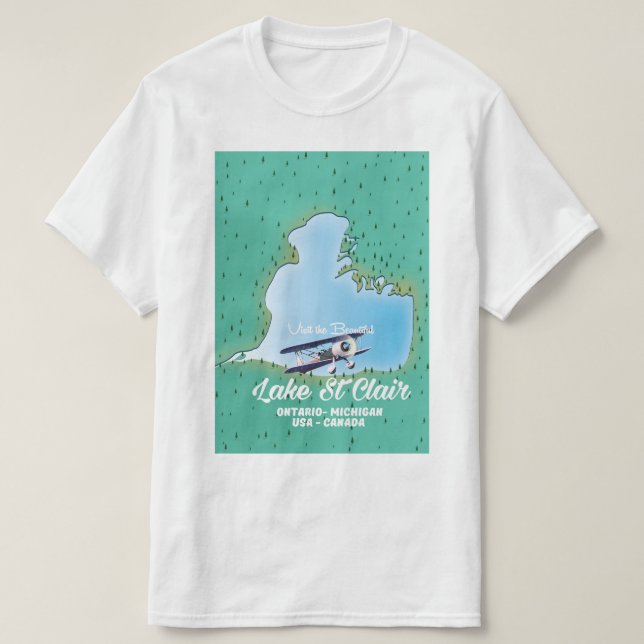 Camiseta mapa del lago St Clair EE. UU. Canadá (Diseño del anverso)