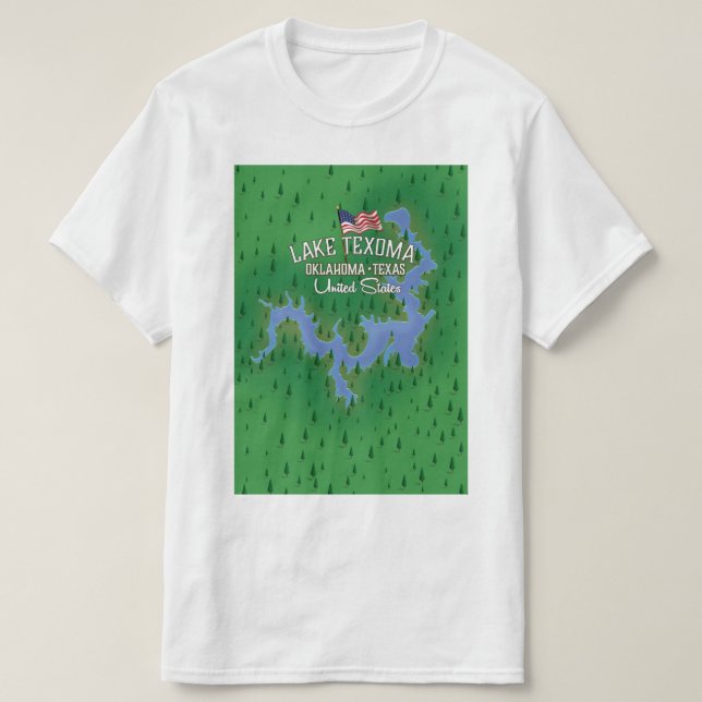 Camiseta Mapa del lago Texoma USA. (Diseño del anverso)