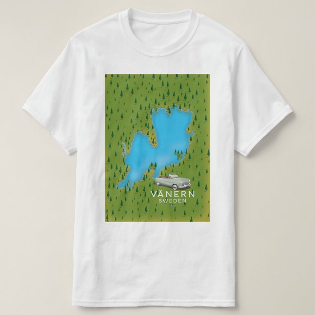 Camiseta Mapa del lago Vänern Suecia (Diseño del anverso)