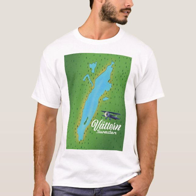 Camiseta Mapa del lago Vättern Suecia (Anverso)