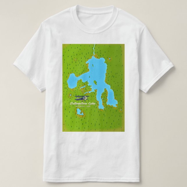 Camiseta Mapa del lago Yellowstone, Wyoming (Diseño del anverso)