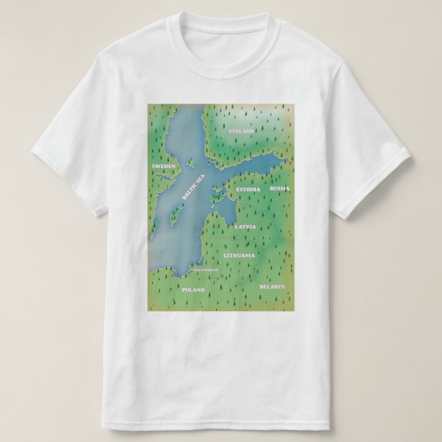 Camiseta Mapa del mar Báltico (Diseño del anverso)