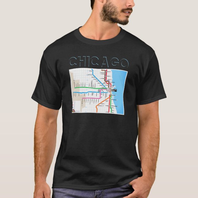 Camiseta Mapa del metro de Chicago Chi Town Windy City Sout (Anverso)