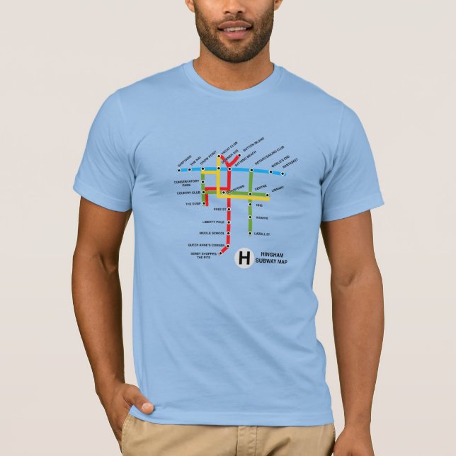 Camiseta Mapa del metro de Hingham T-Shirt, azul (Anverso)