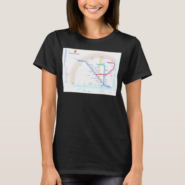 Camiseta Mapa del metro de Lisboa Portugal (Anverso)