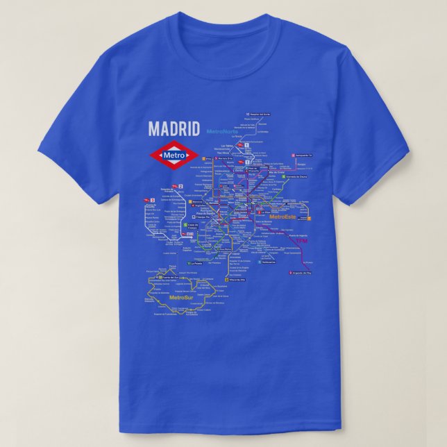 Camiseta Mapa del Metro de Madrid España Idioma español (Diseño del anverso)
