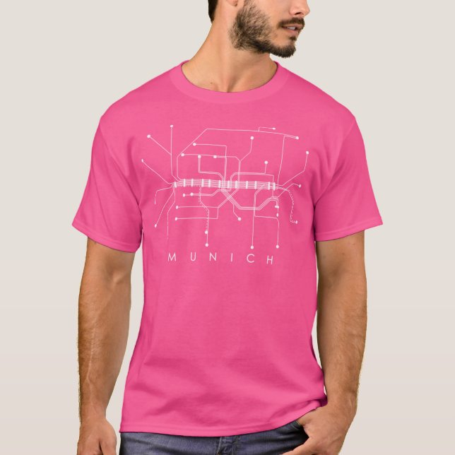 Camiseta Mapa del metro de Múnich - Monocromático - Blanco  (Anverso)