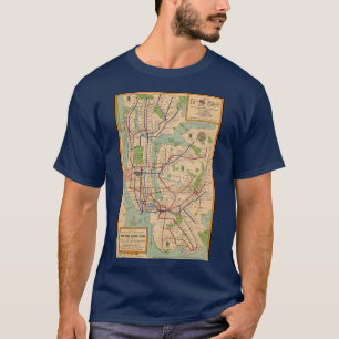 Camiseta Mapa del metro de Nueva York de 1954 Vintage NYC S
