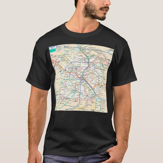 Camiseta Mapa del metro de París Francia (Anverso)